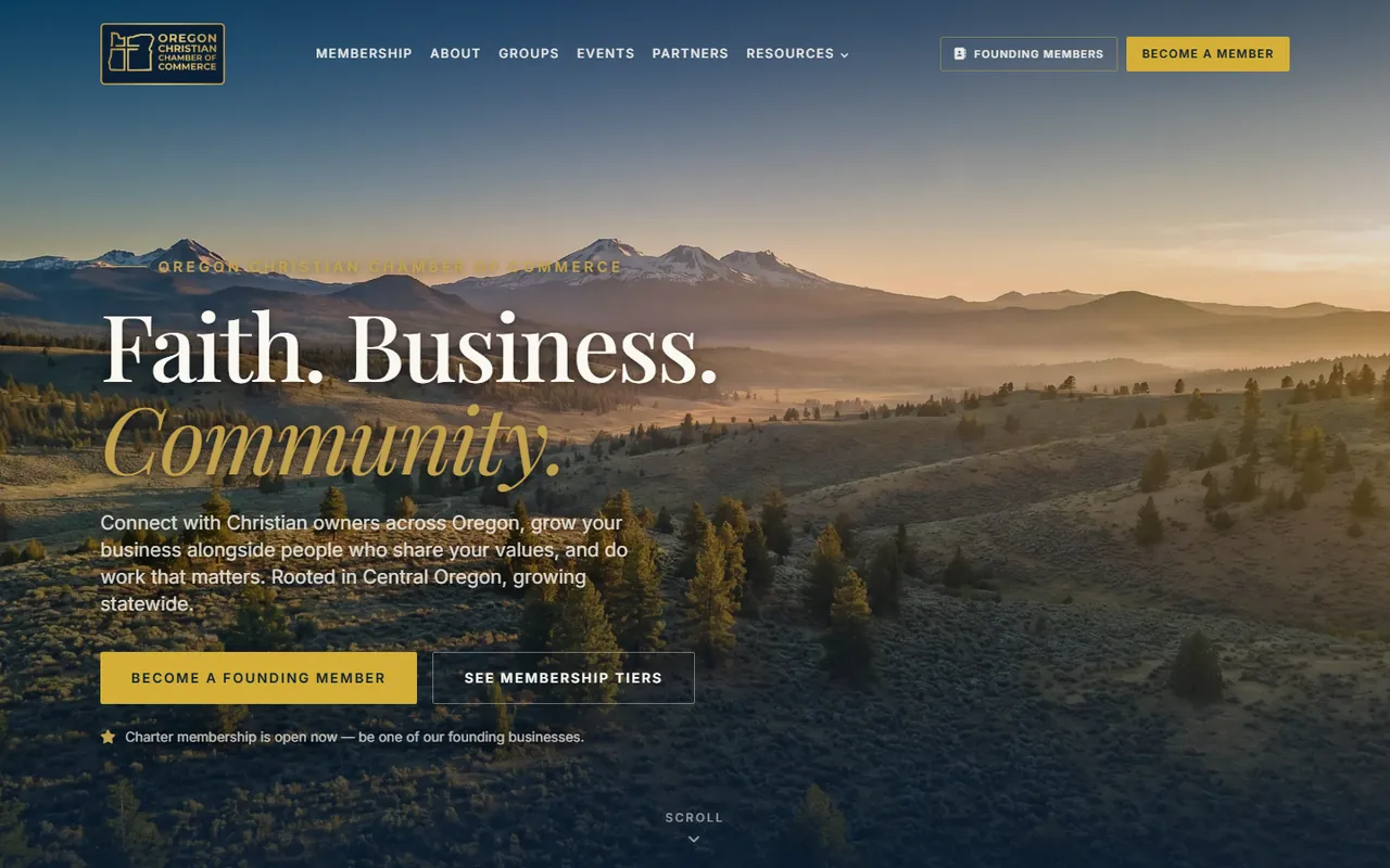Oregon Christian Chamber homepage designed and built by Lithium Marketing